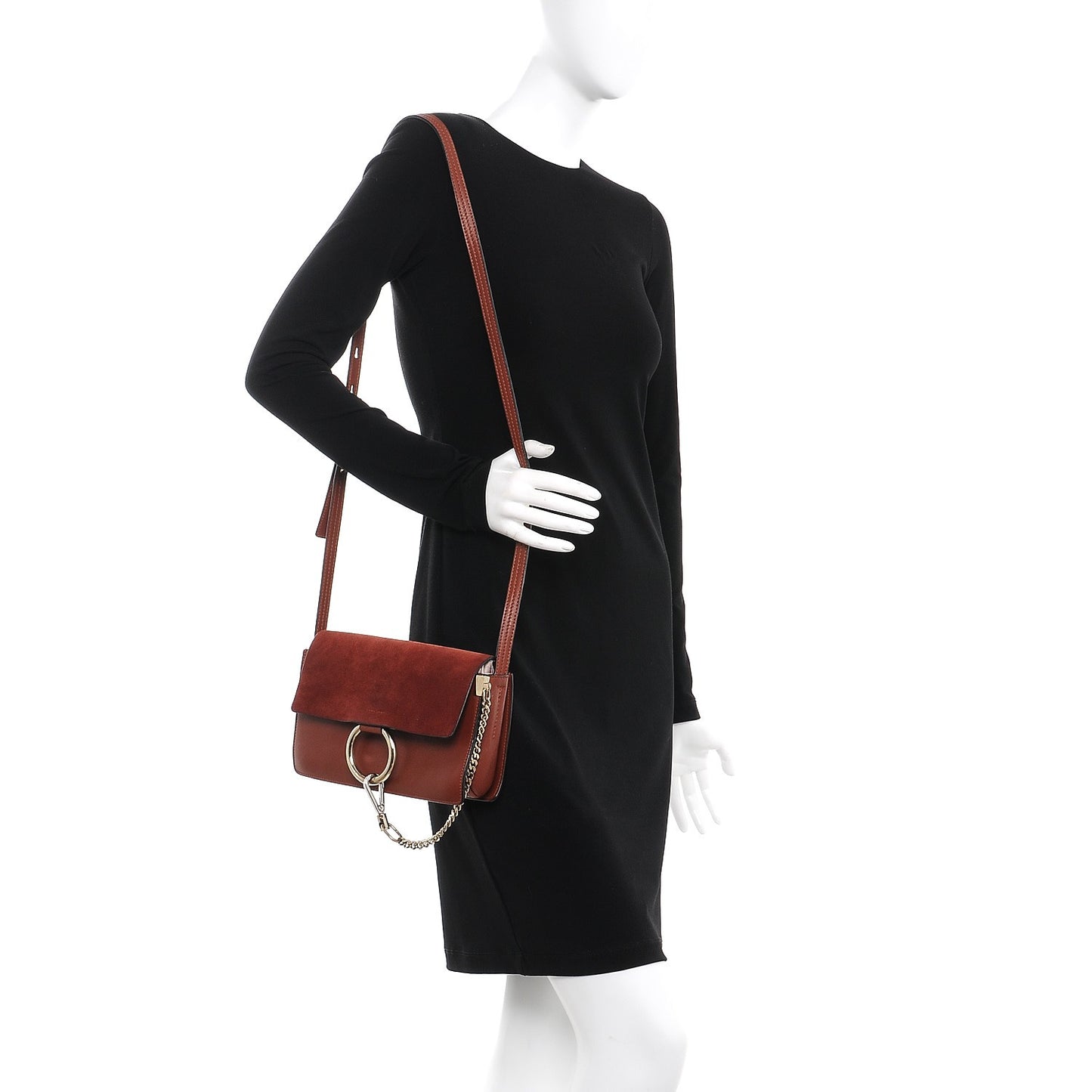 Suede Calfskin Small Faye Shoulder Bag Saffron Red