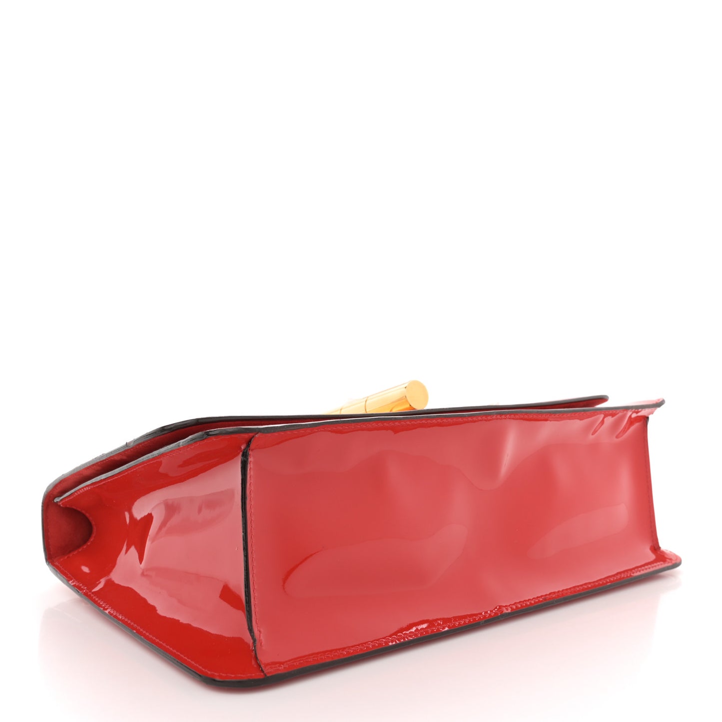 Patent Calfskin Maxi Chain Natalia Large Shoulder Bag Red