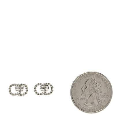 Christian Dior Strass Crystal CD Earrings Silver 2 of 4