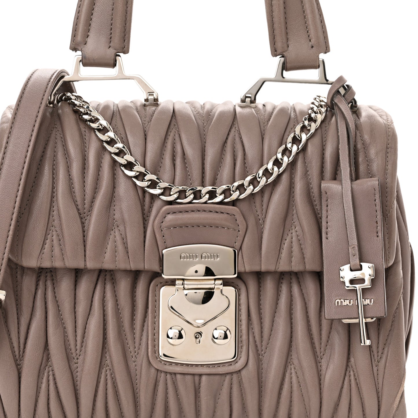 Nappa Matelasse Top Handle Tote Pomice