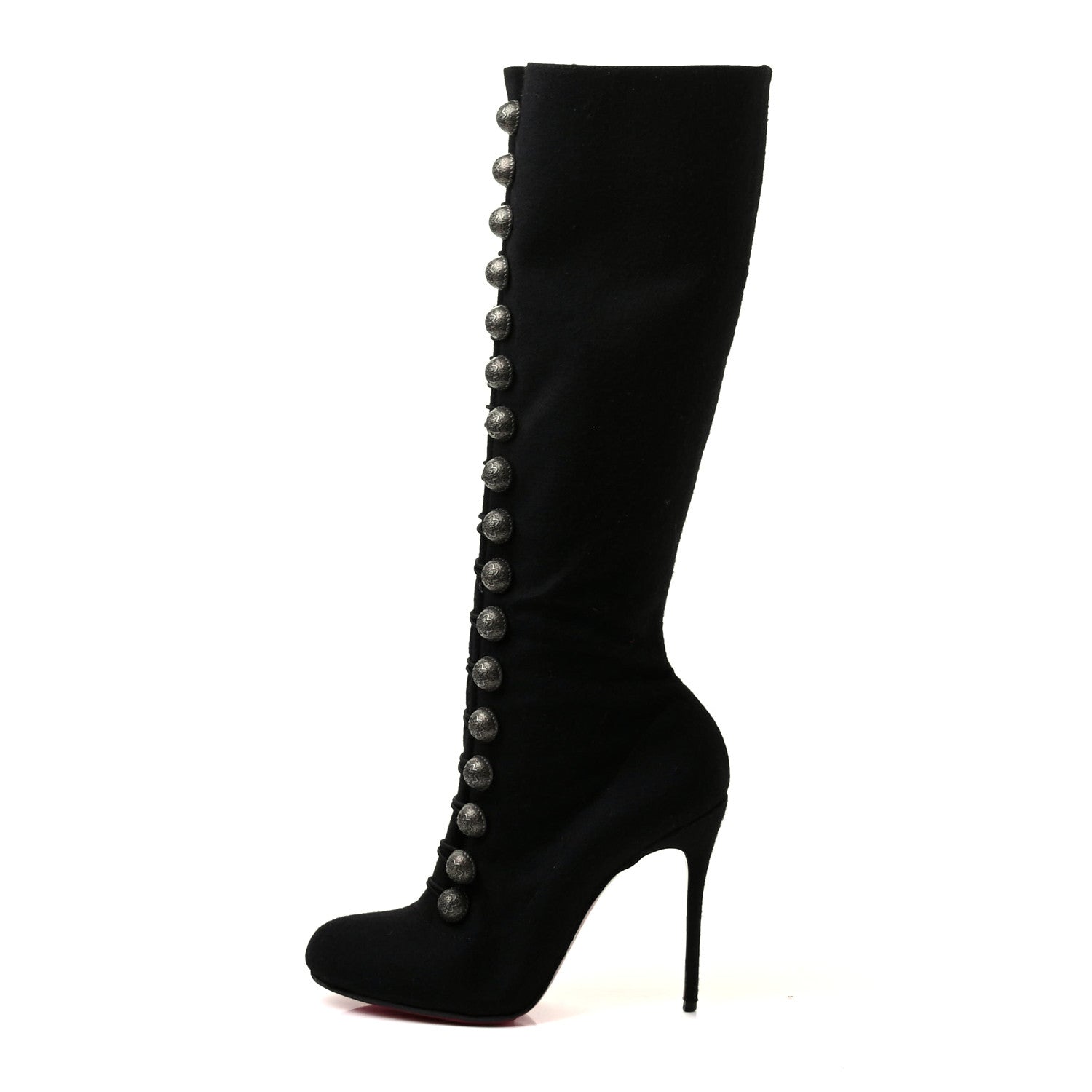 Christian Louboutin Flannel Ronfifi Alta 100 Over The Knee Boots 40 Black 1 of 7