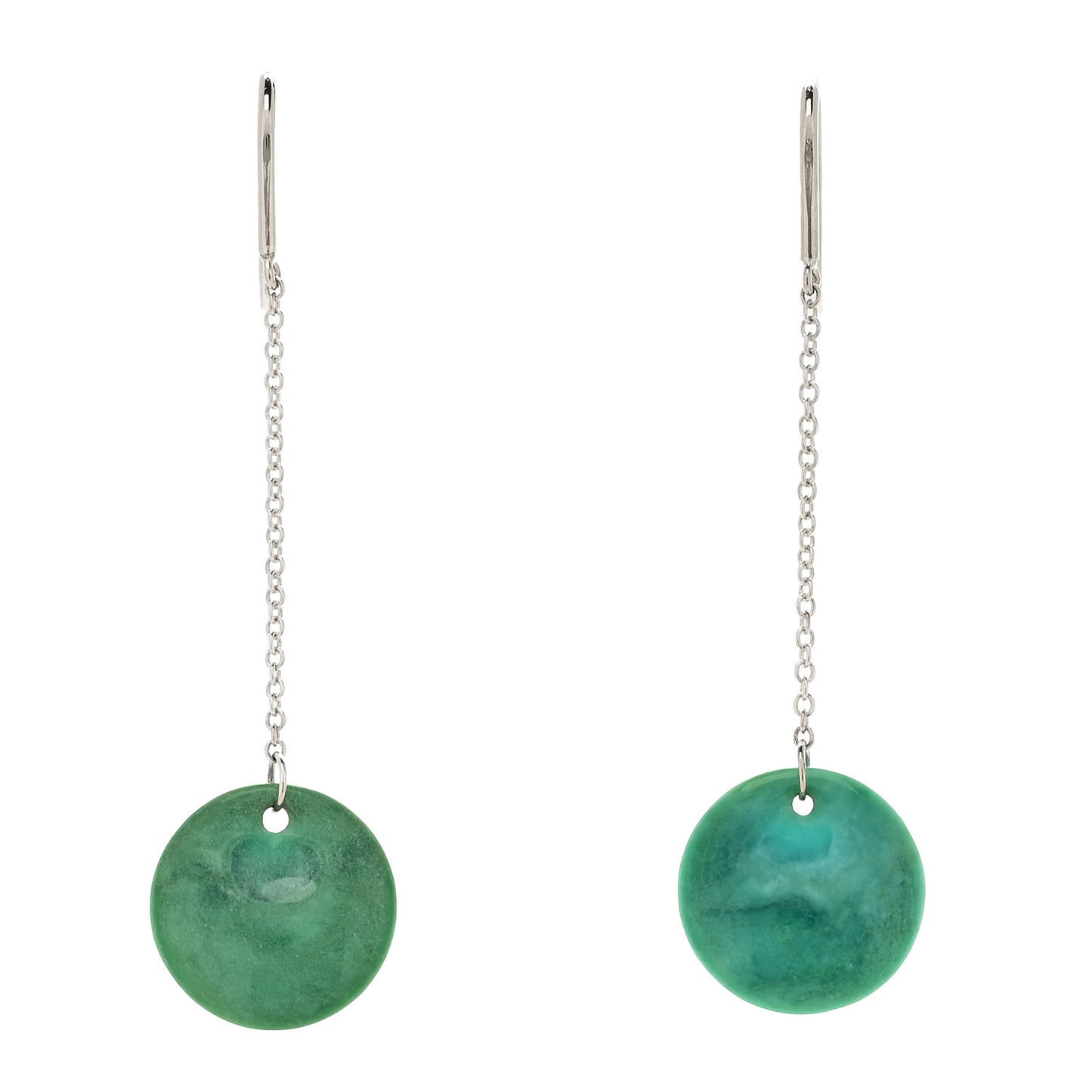 Sterling Silver Turquoise Elsa Peretti Disc Drop Earrings