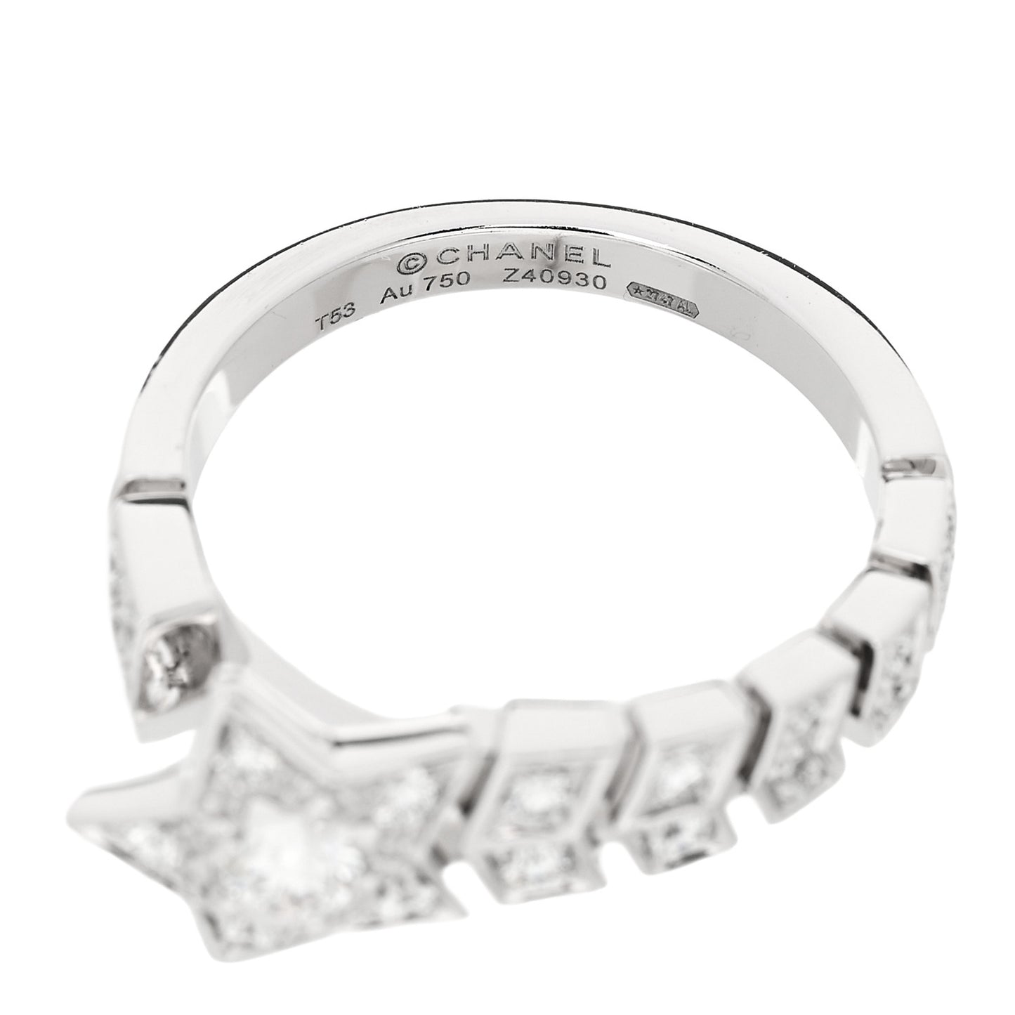 18K White Gold Diamond Comete Chevron Ring 53 6.5