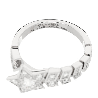 Chanel 18K White Gold Diamond Comete Chevron Ring 53 6.5 5 of 6