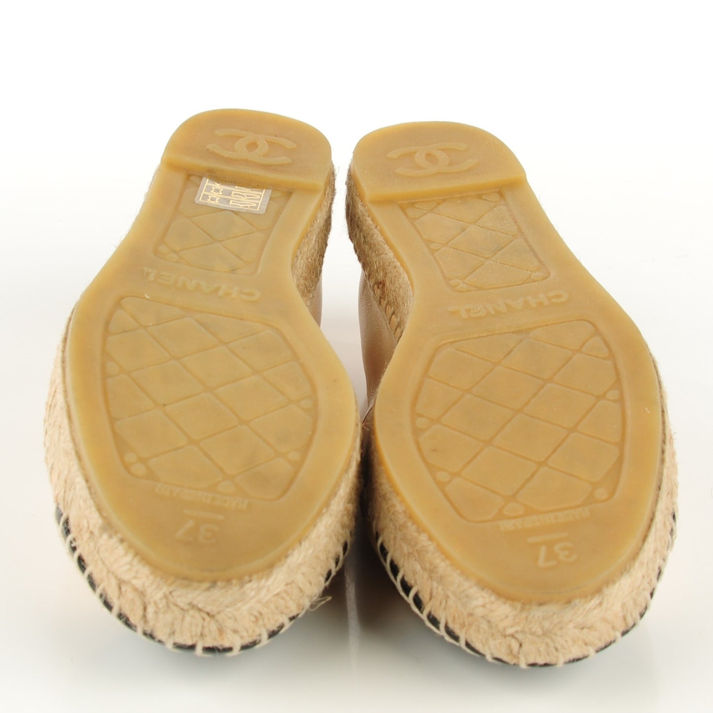 Lambskin CC Espadrilles 37 Beige Black