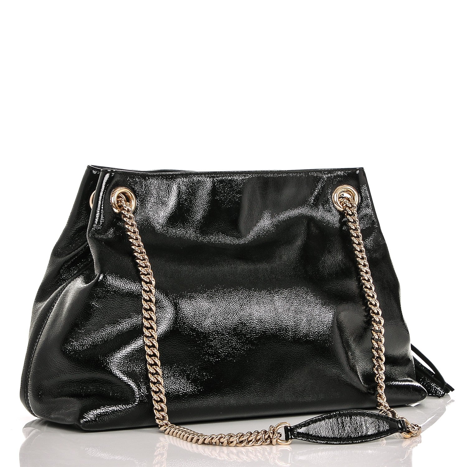 Gucci Patent Medium Soho Chain Shoulder Bag Black 3 of 7