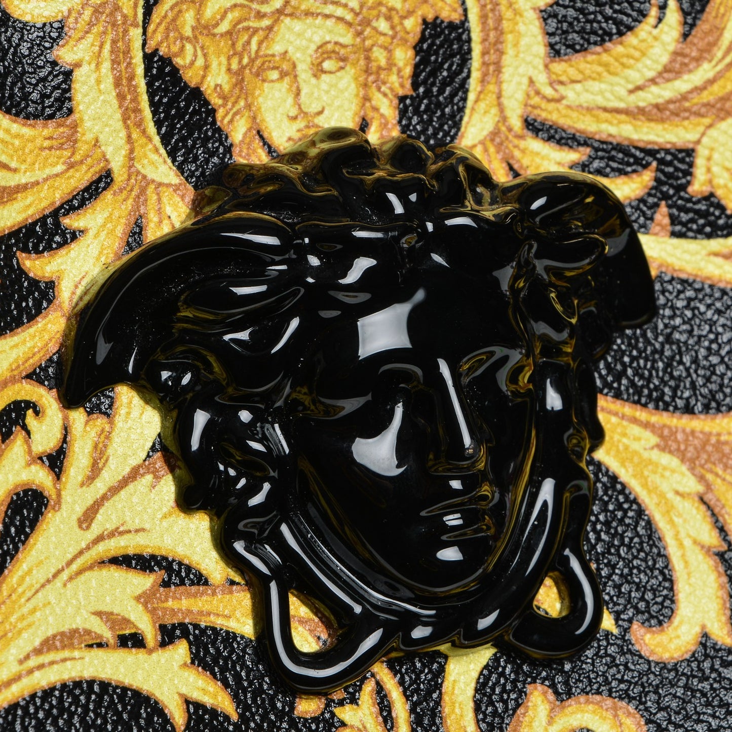 PVC Barocco Printed Tote Black Gold