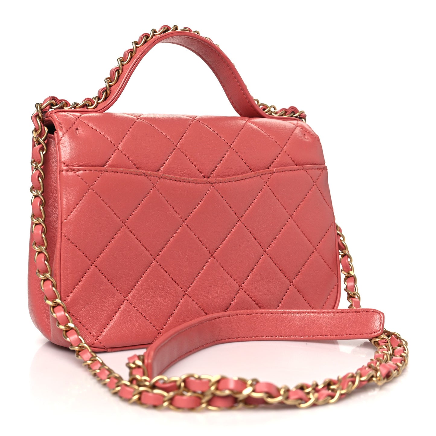 Lambskin Quilted Small Chain Infinity Top Handle Flap Pink