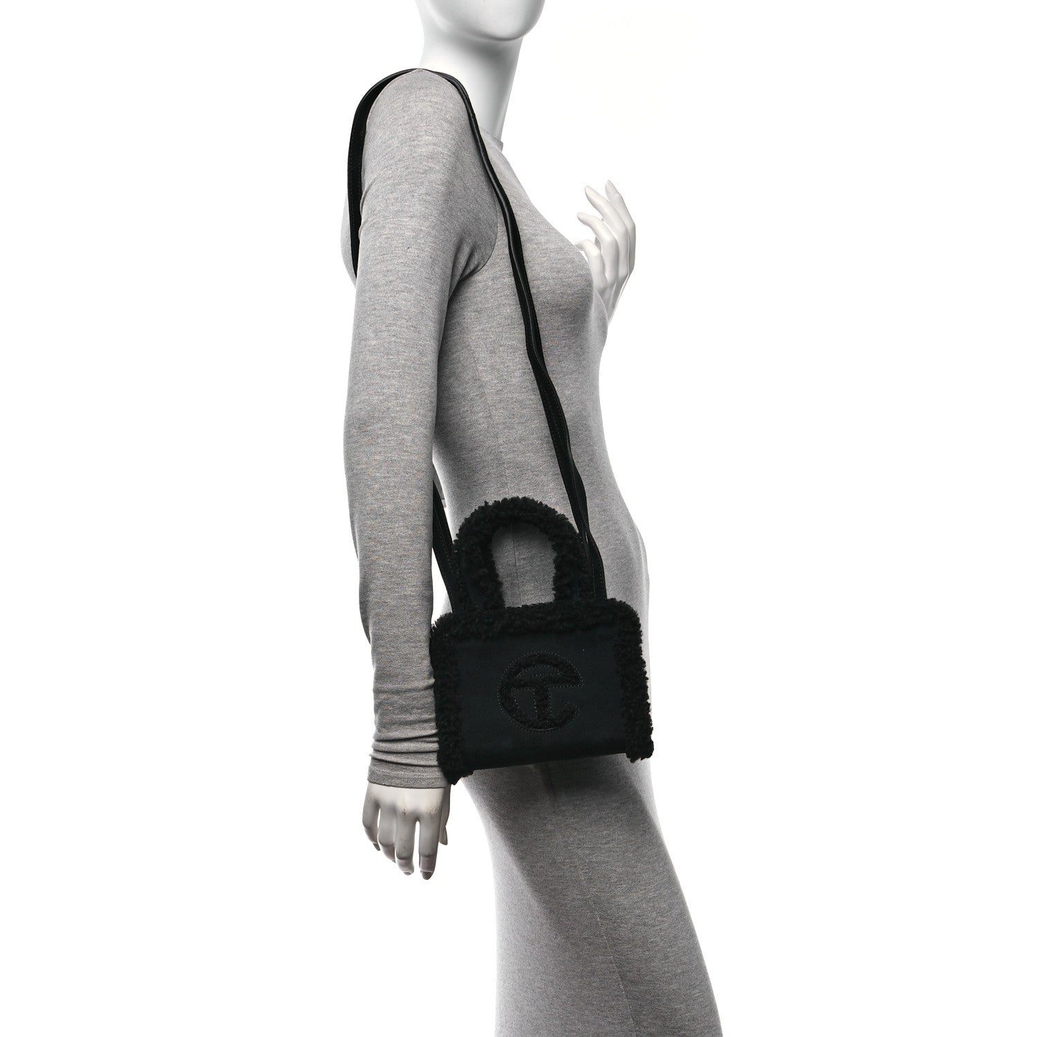 Telfar X UGG Suede Shearling Small Shopping Bag Black 2 of 9
