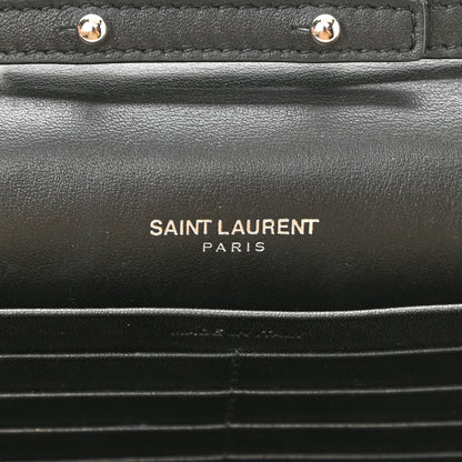 Saint Laurent Patent Grain De Poudre Matelasse Chevron Monogram Chain Wallet Neon Yellow 6 of 11