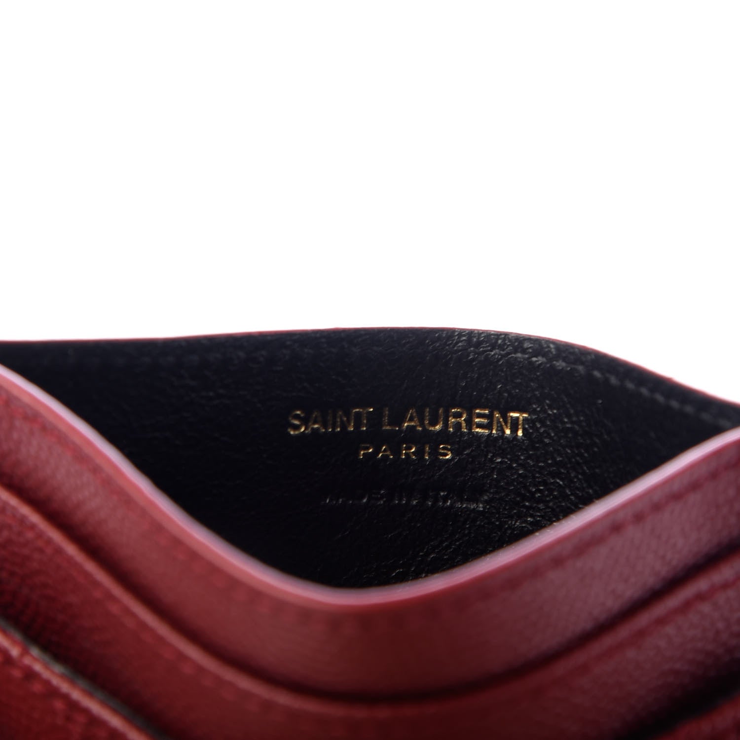 Saint Laurent Grain De Poudre Matelasse Chevron Monogram Credit Card Case New Red 6 of 6
