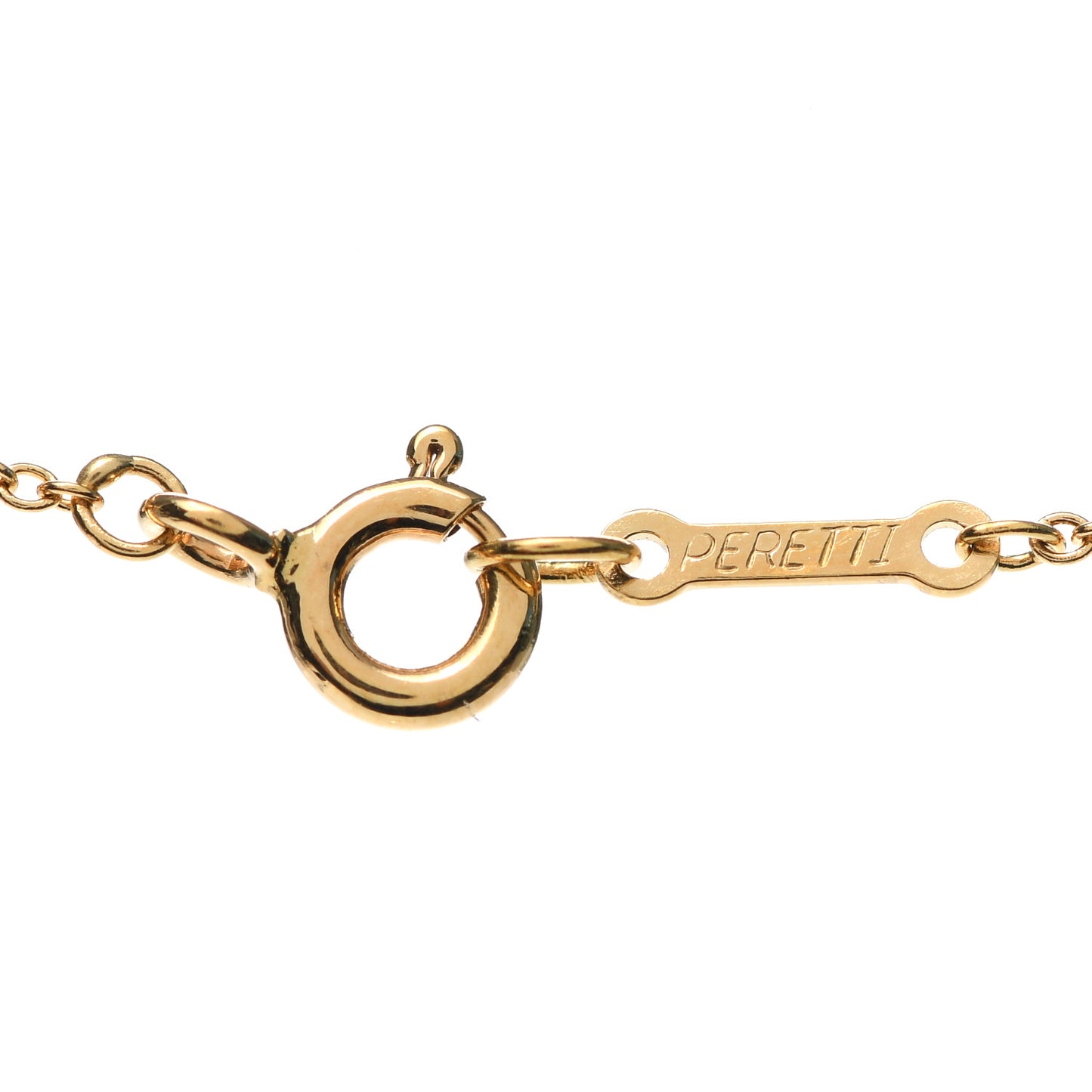 18K Yellow Gold Diamond Elsa Peretti Bean Pendant Necklace