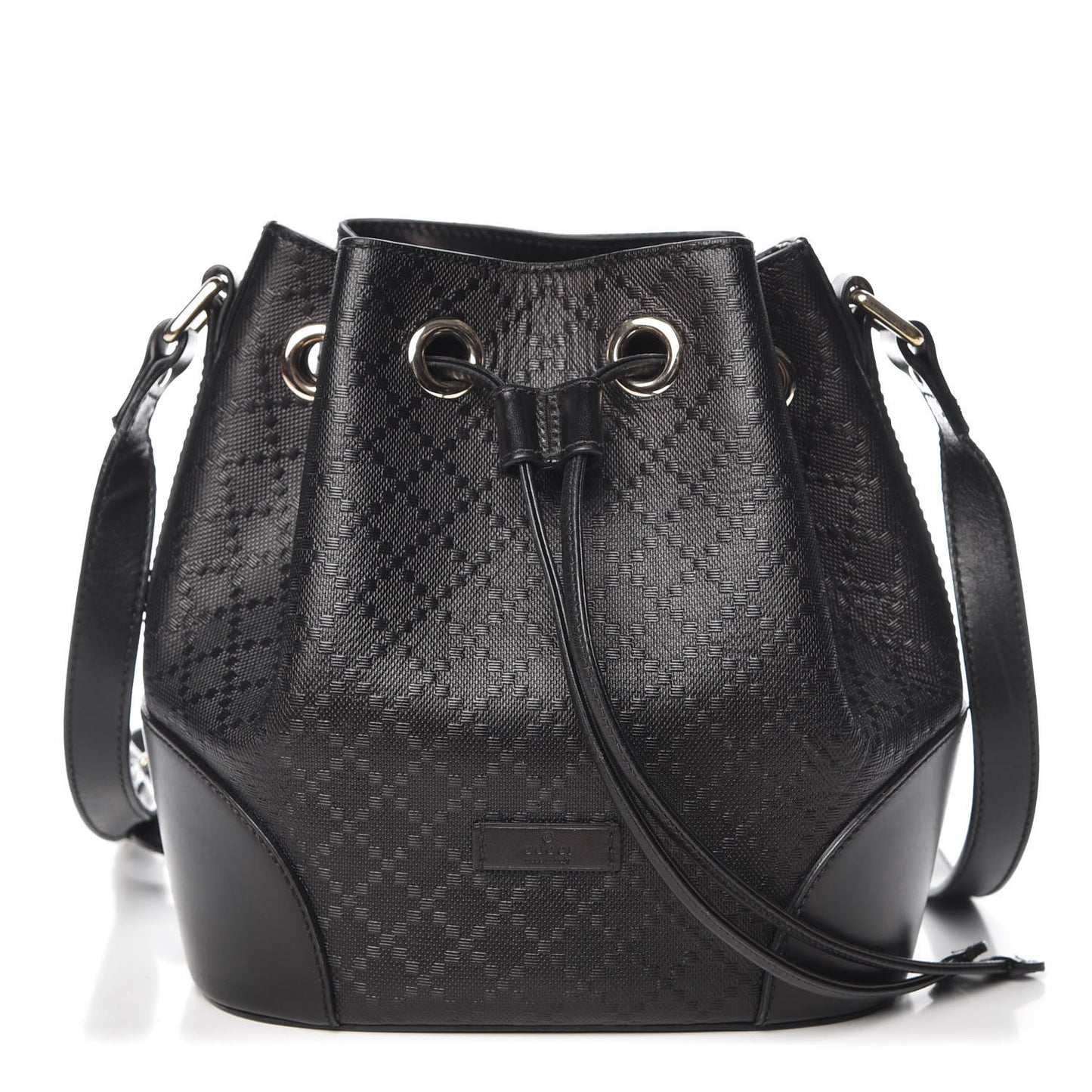 Bright Diamante Small Bucket Bag Black