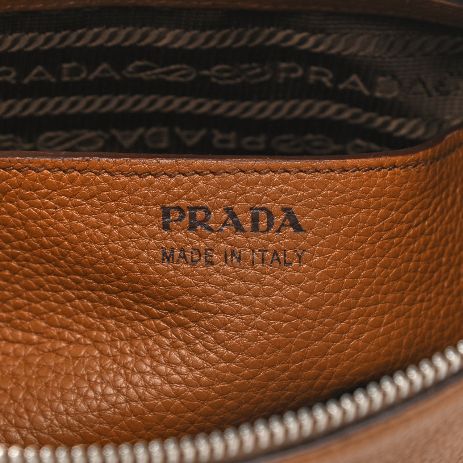 Prada Vitello Daino Zippered Crossbody Bag Brandy 5 of 9