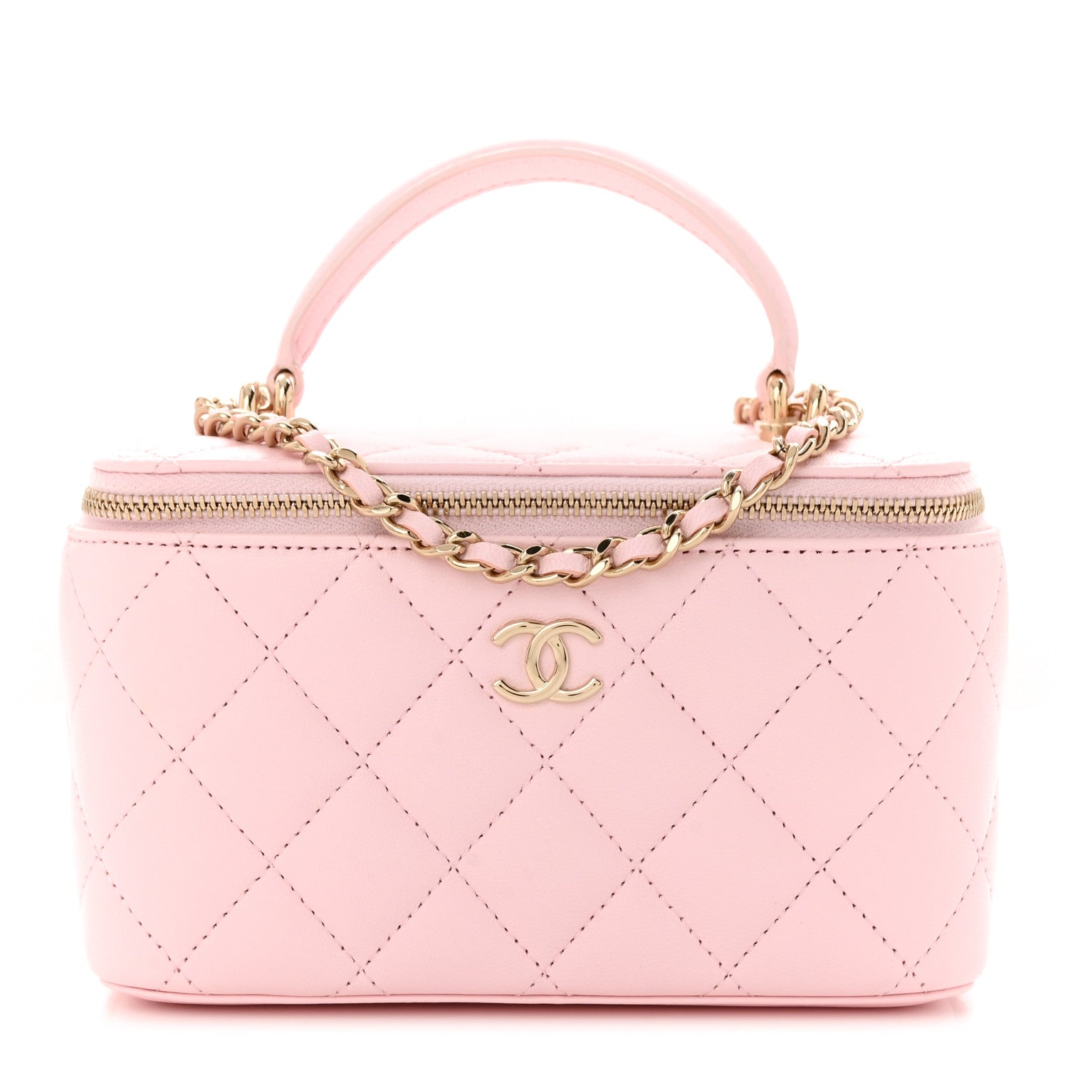 Chanel Lambskin Quilted Small Top Handle Vanity Case With Chain Light Pink 1 of 11