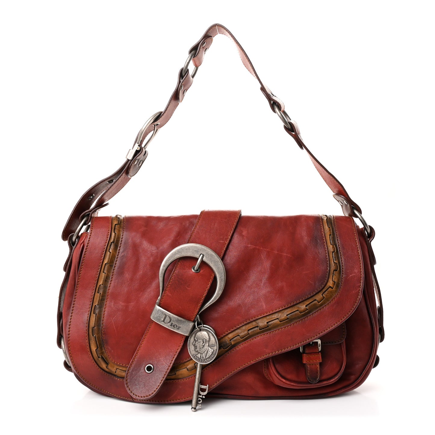 Calfskin Medium Gaucho Double Saddle Bag Red
