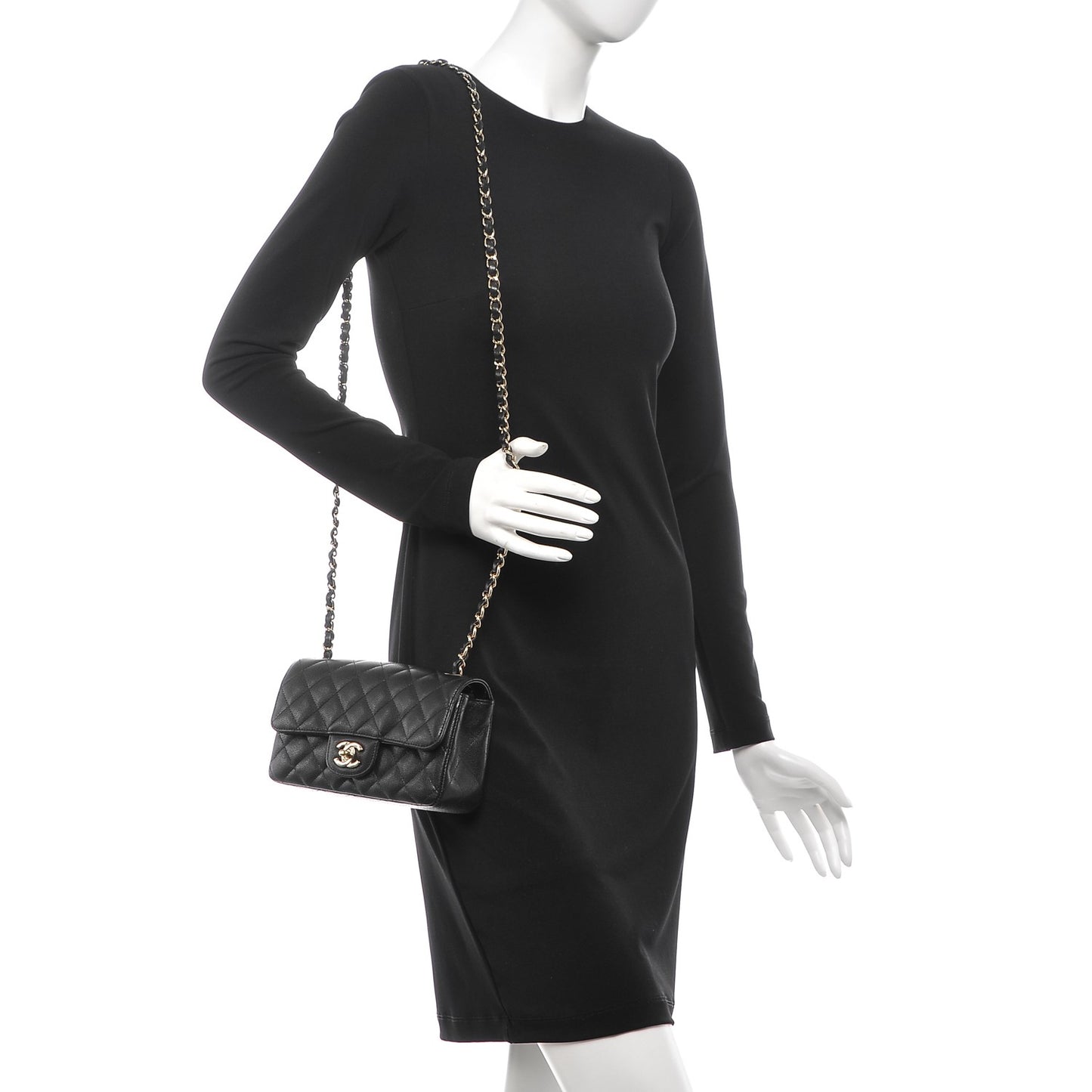 Caviar Quilted Mini Rectangular Flap Black