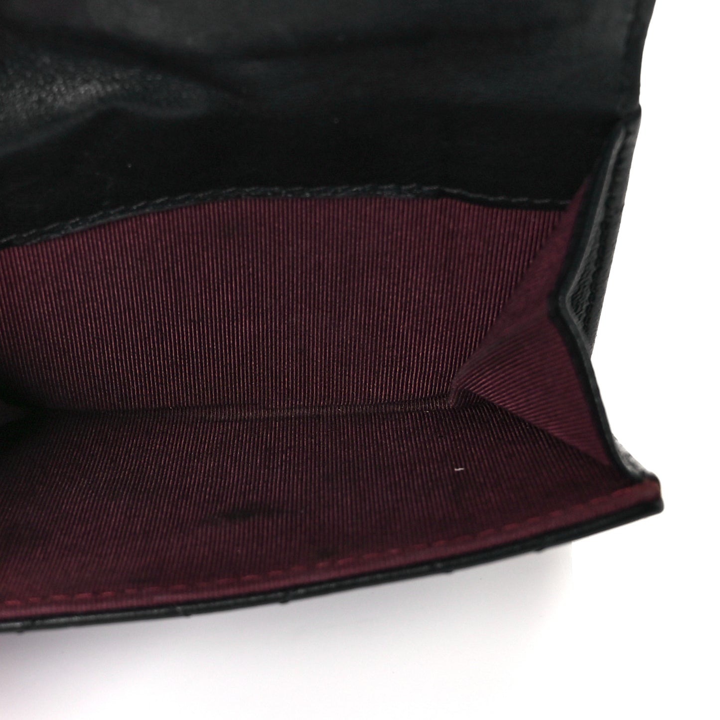 Lambskin Quilted Compact French Flap Wallet Black