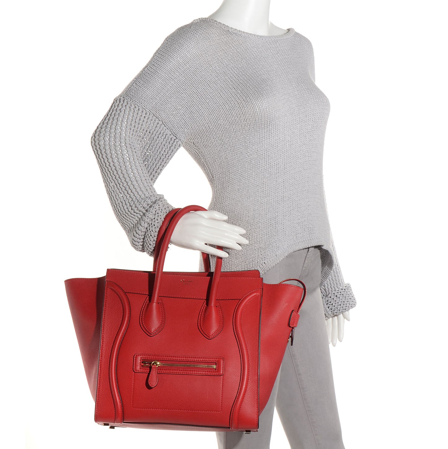 Drummed Calfskin Mini Luggage Vermillion