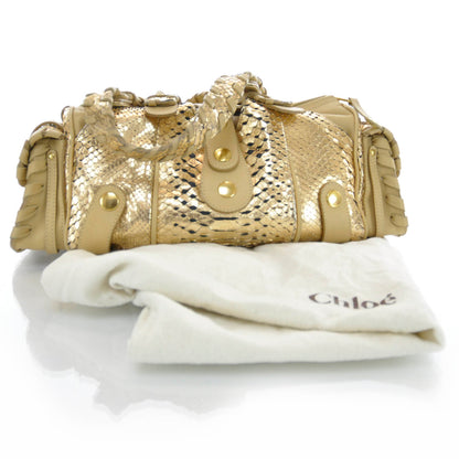 Chloe Metallic Python Silverado Shoulder Bag Gold 3 of 9