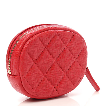 Chanel Caviar Quilted Zip Around Classic Coin Purse Red 3 of 8