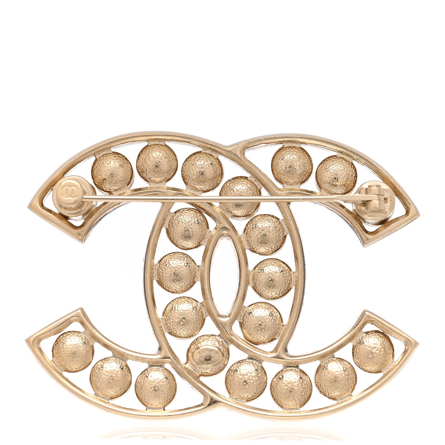 CC Pearl Brooch Pin Gold
