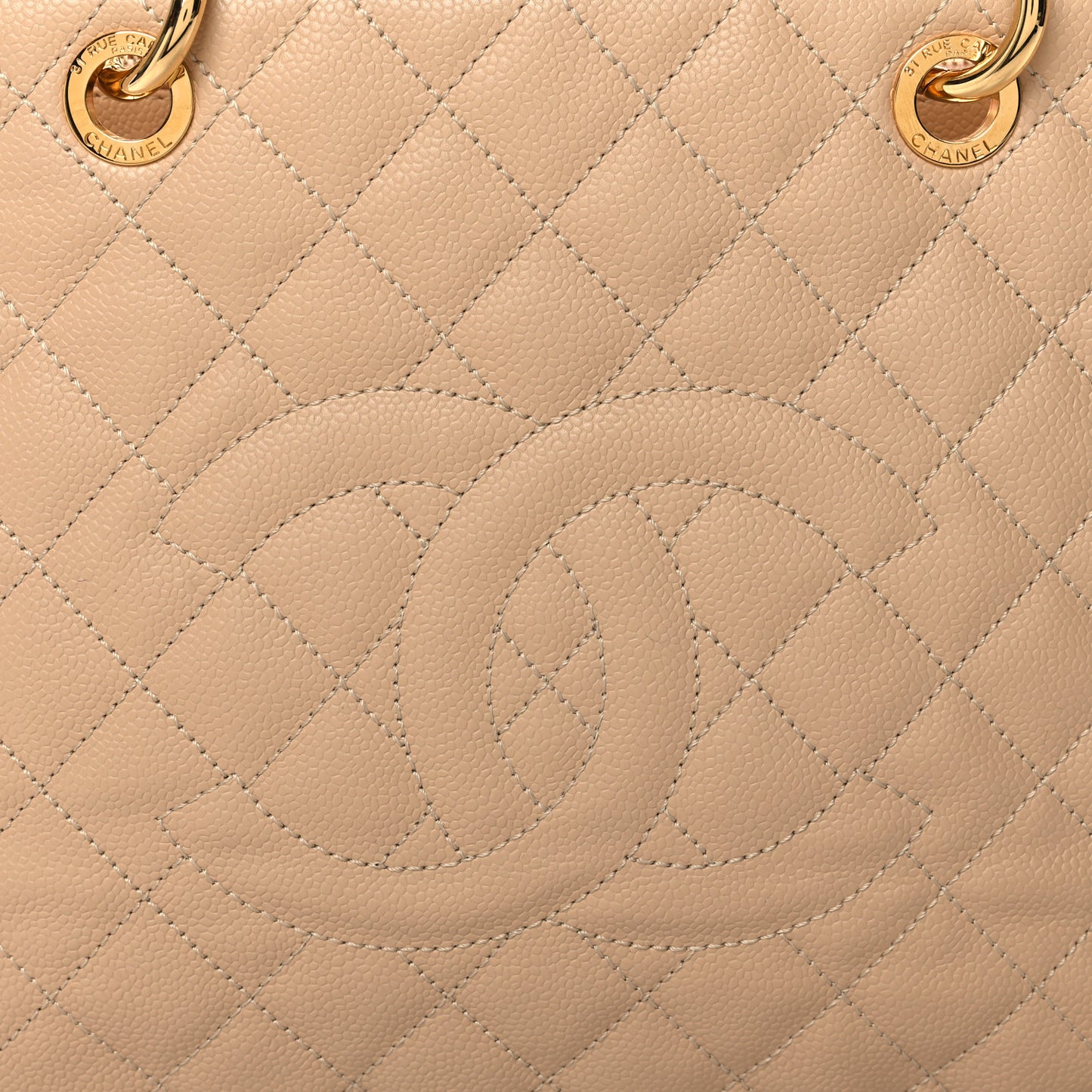 Caviar Quilted Grand Shopping Tote GST Beige Clair