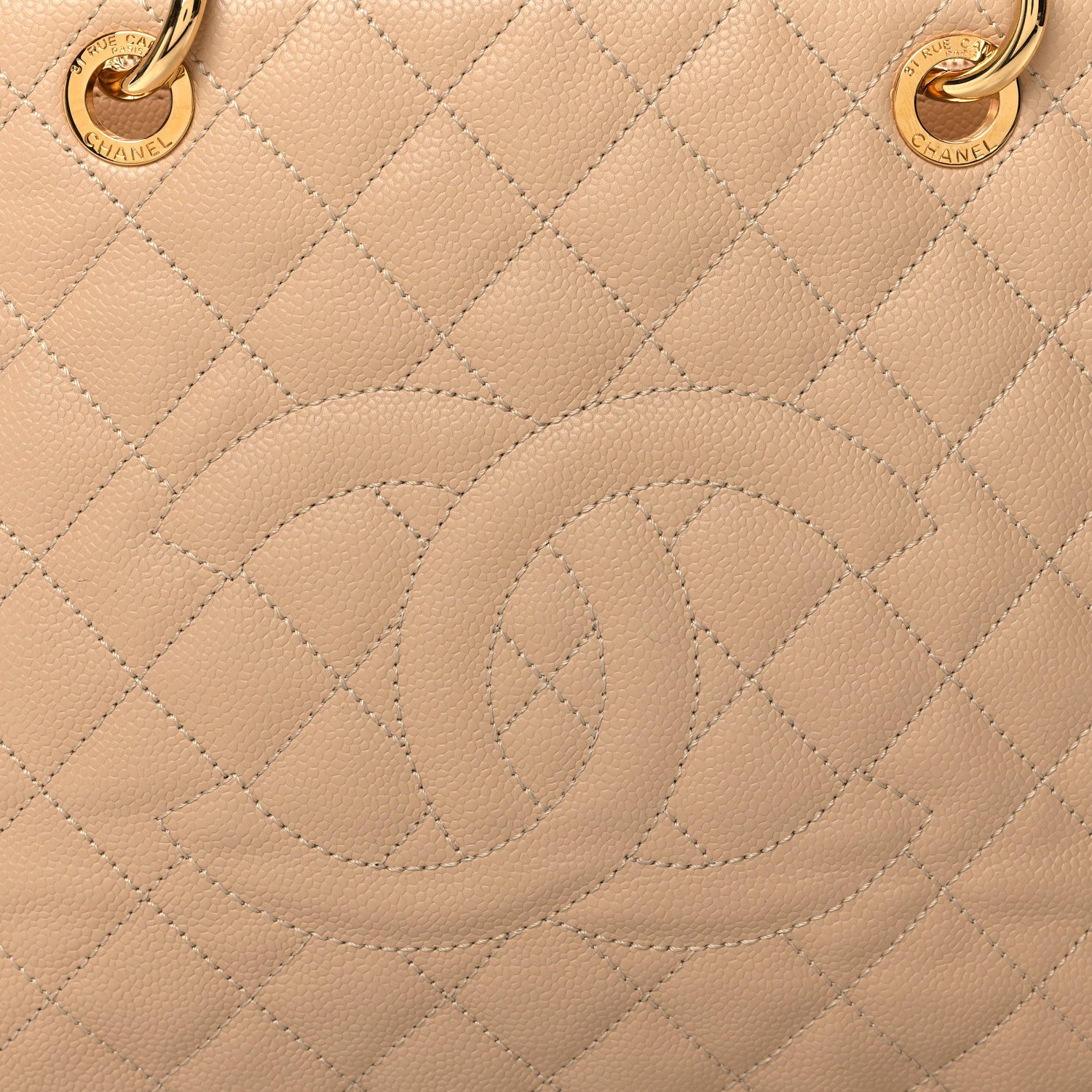 Chanel Caviar Quilted Grand Shopping Tote GST Beige Clair 9 of 13