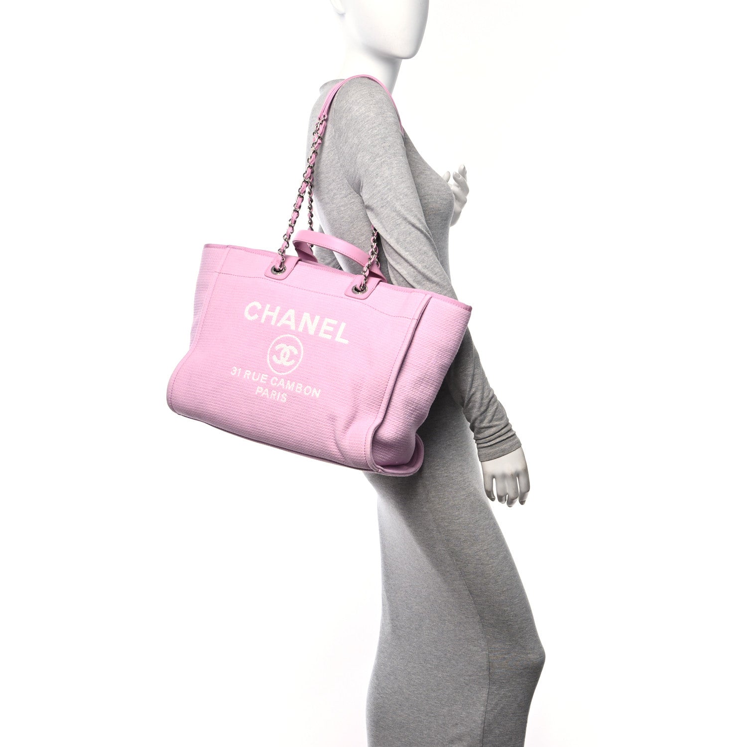 Chanel Mixed Fibers Medium Deauville Tote Dark Pink 2 of 13