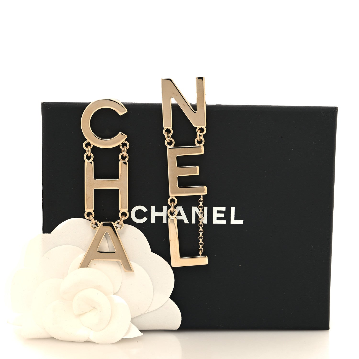 Chanel Metal Cha-Nel Logo Drop Earrings Gold 6 of 6
