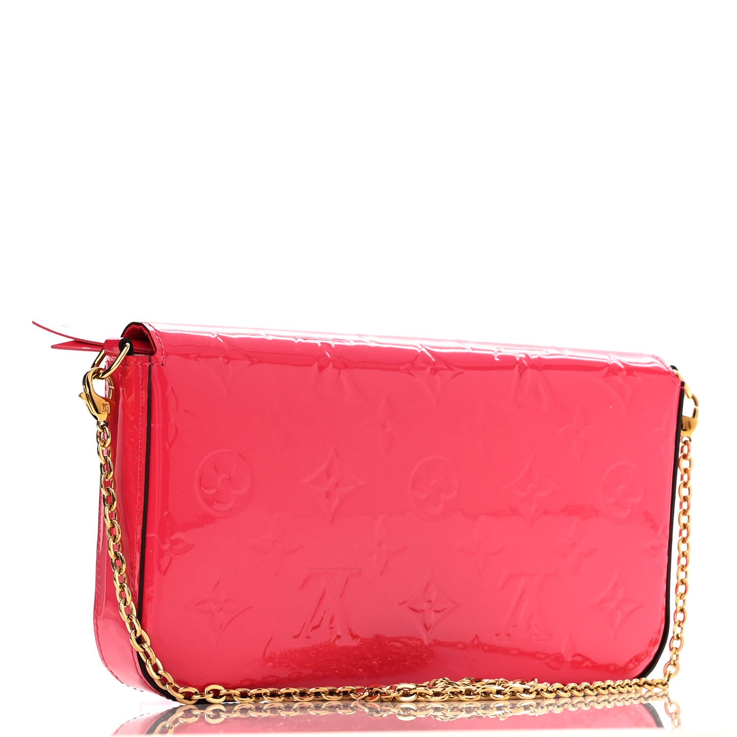 Louis Vuitton Vernis Felicie Pochette Chain Wallet Hot Pink 4 of 20