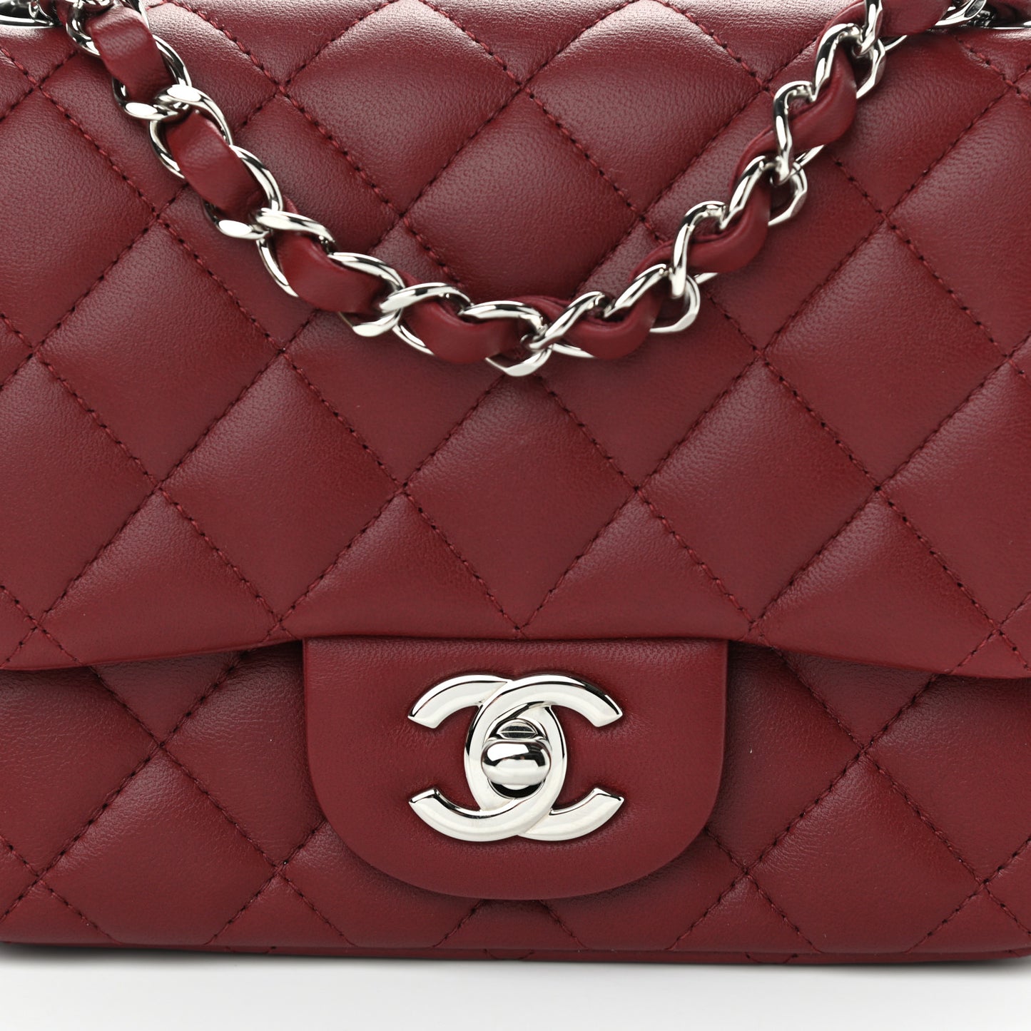 Lambskin Quilted Mini Square Flap Bordeaux