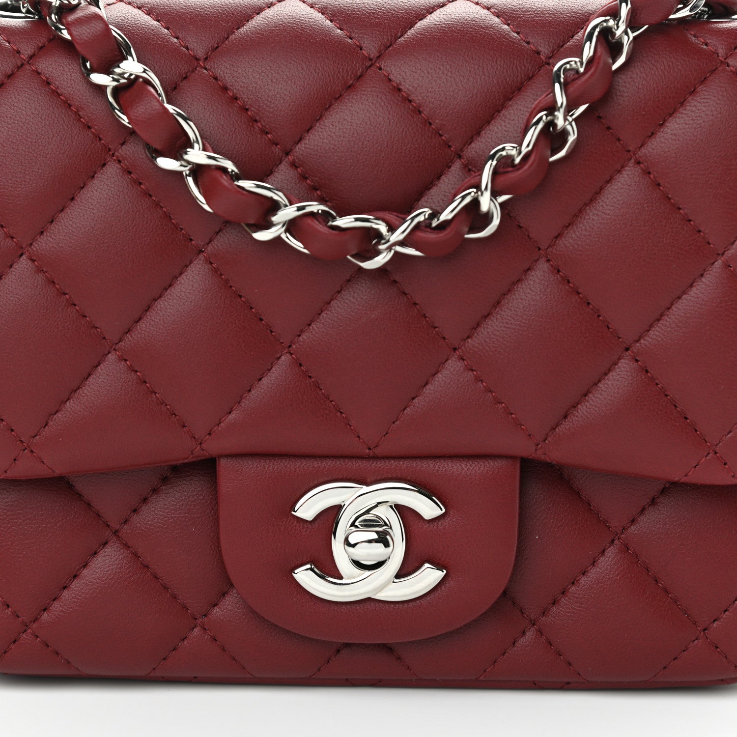 Chanel Lambskin Quilted Mini Square Flap Bordeaux 8 of 11