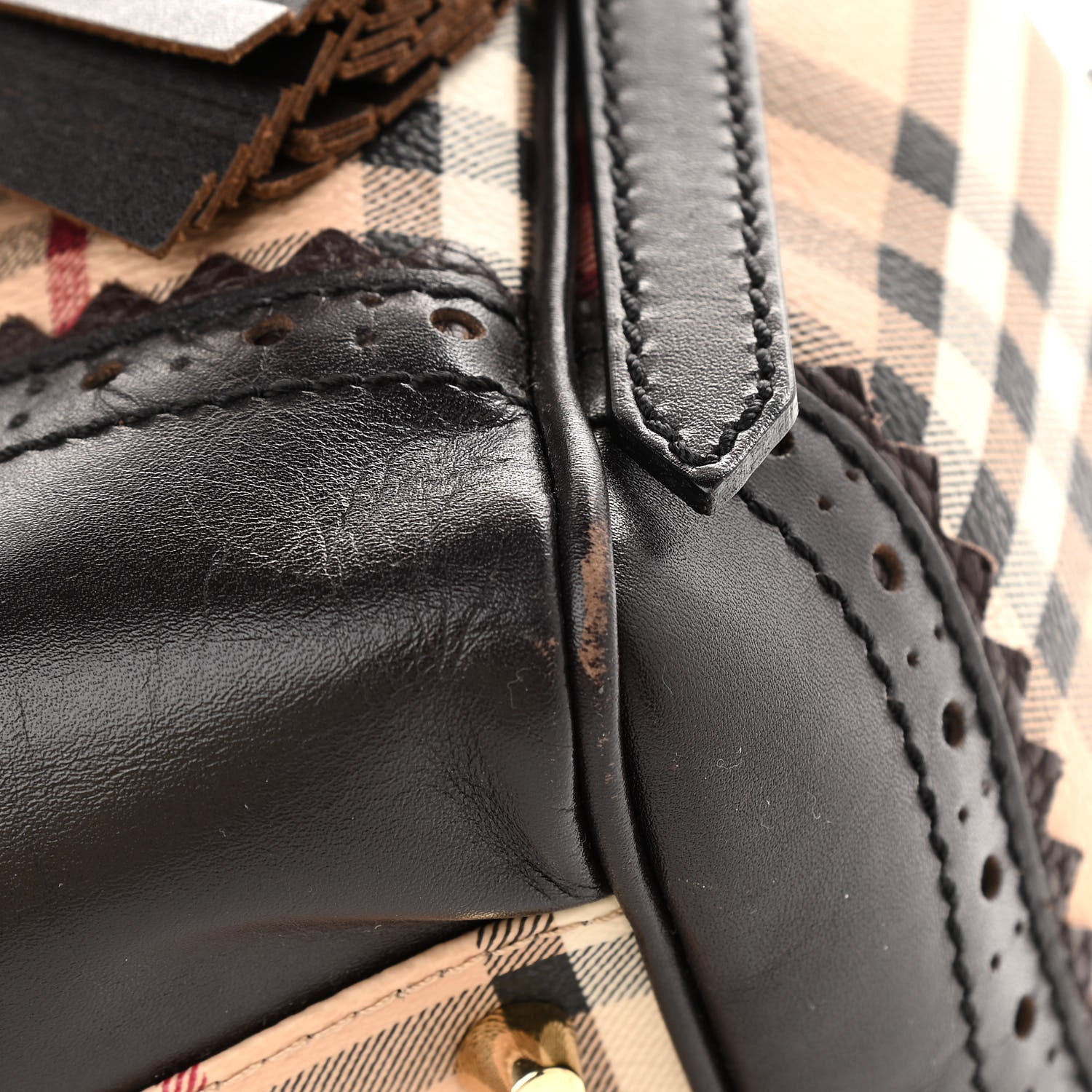 Burberry Haymarket Check Medium Brogue Tassel Tote 18 of 19