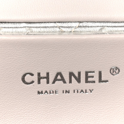 Chanel Metallic Lambskin Quilted Barrel Crossbody Bag Silver 5 of 10