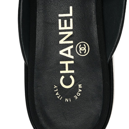Chanel Lambskin Grosgrain Cap Toe CC Mules 37 Black 8 of 10