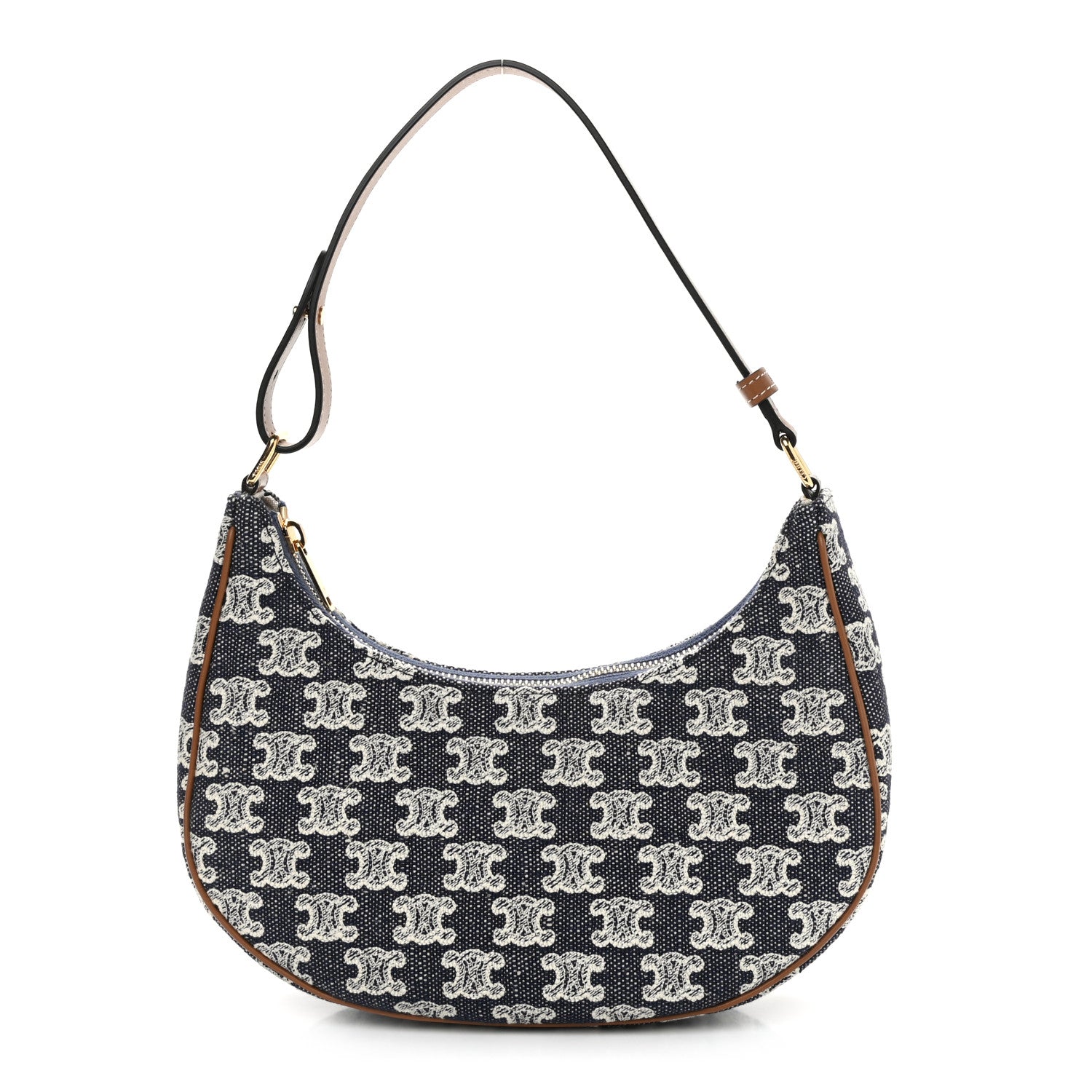 Celine Canvas Calfskin Ava Triomphe Shoulder Bag Blue 1 of 10