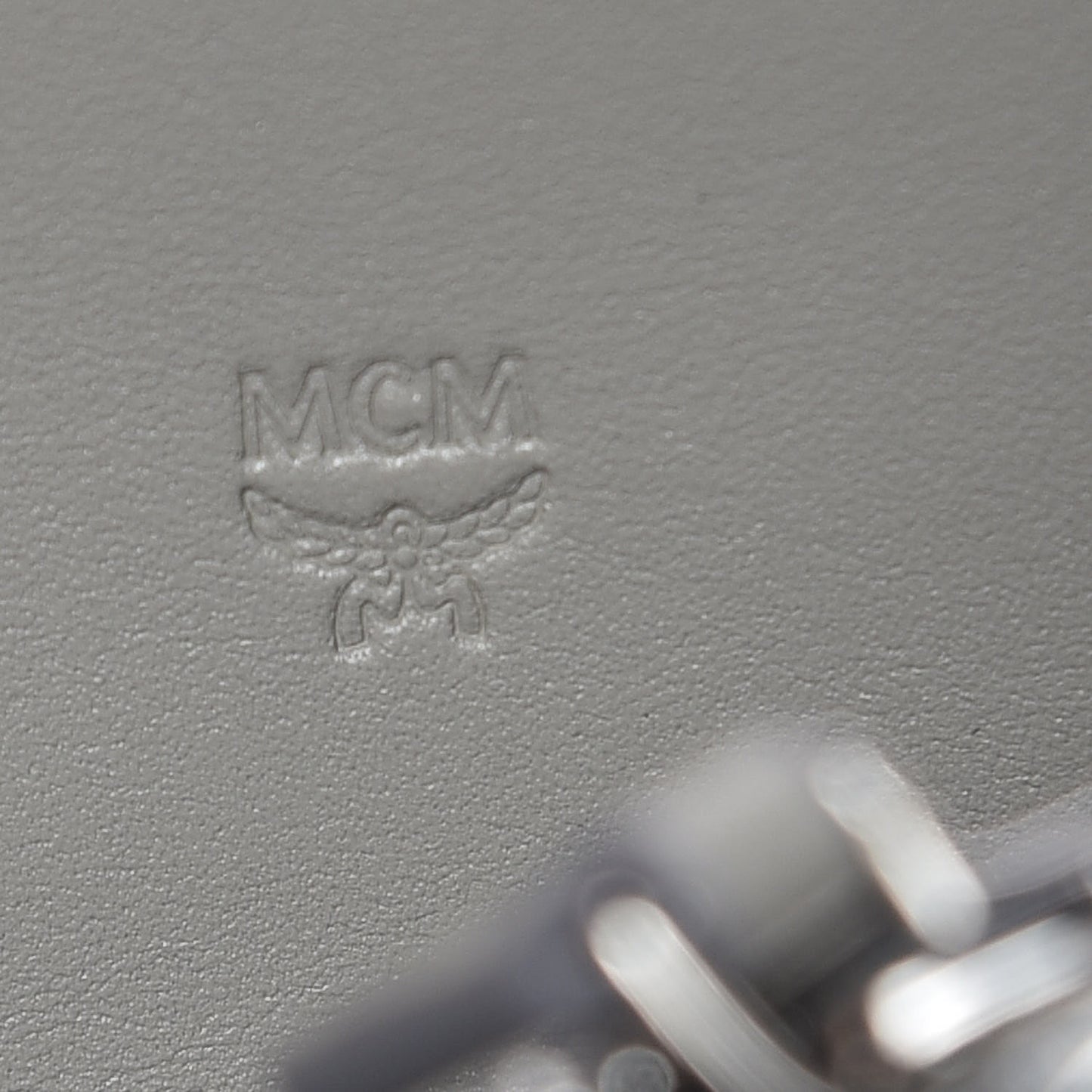 Metallic Monogram Patent Large Zip Around Wallet Silver