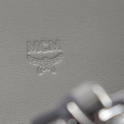 MCM Metallic Monogram Patent Large Zip Around Wallet Silver 6 of 10