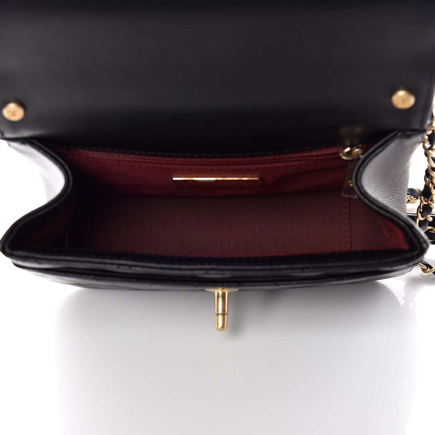 Lambskin Quilted Small Chain Infinity Top Handle Flap Black