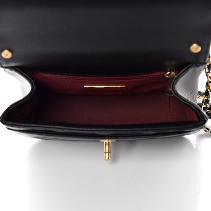 Chanel Lambskin Quilted Small Chain Infinity Top Handle Flap Black 7 of 10