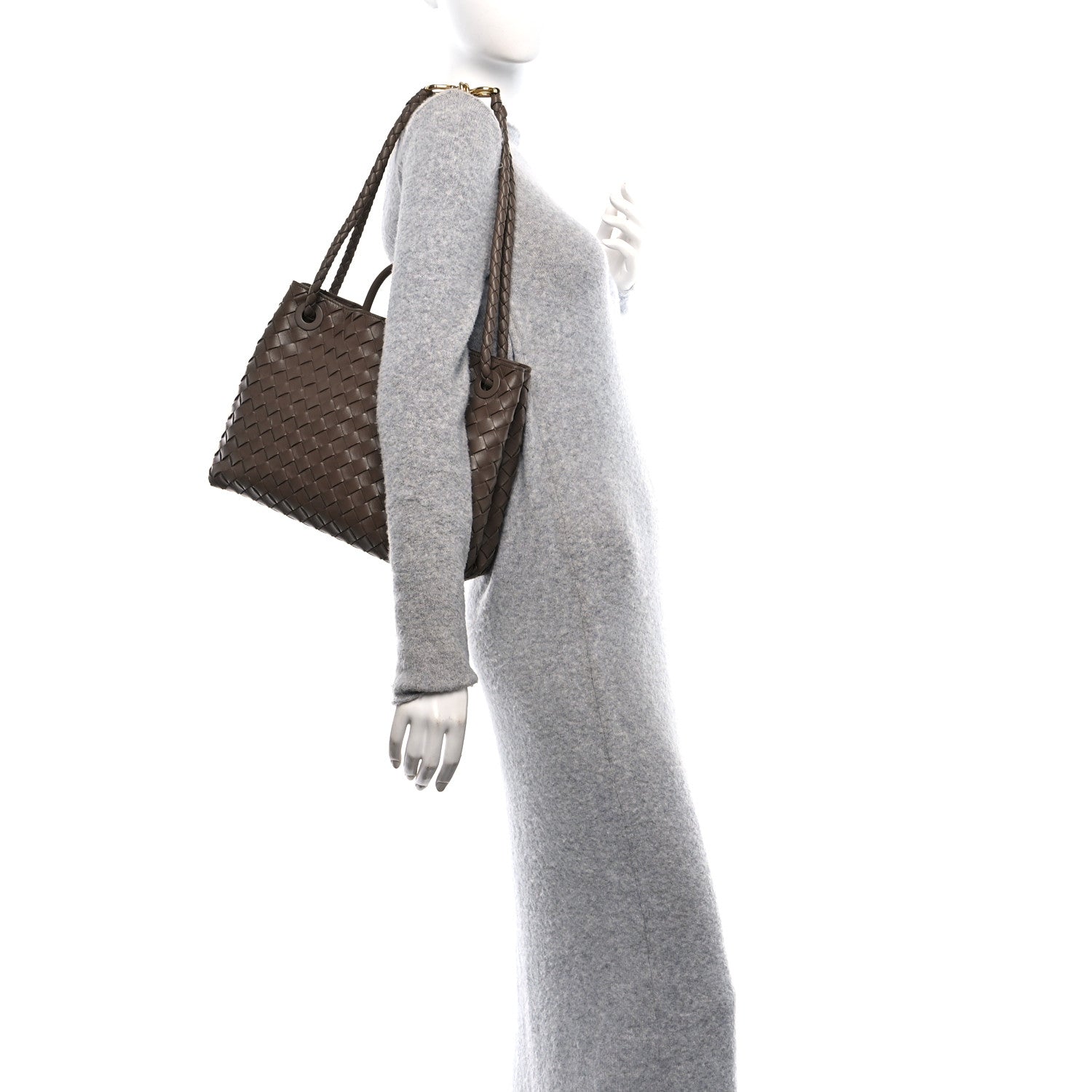 Bottega Veneta Nappa Intrecciato Medium Andiamo Shoulder Bag Taupe Grey 2 of 12