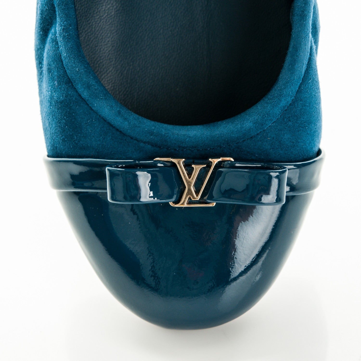 Louis Vuitton Patent Suede Elba Ballerina Flats 37.5 Blue 9 of 9