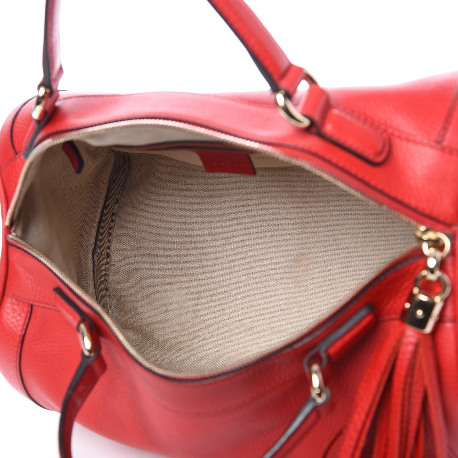 Gucci Pebbled Calfskin Medium Soho Boston Red 7 of 11