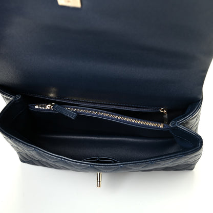 Chanel Caviar Lizard Embossed Quilted Small Coco Handle Flap Navy Blue 4 of 4