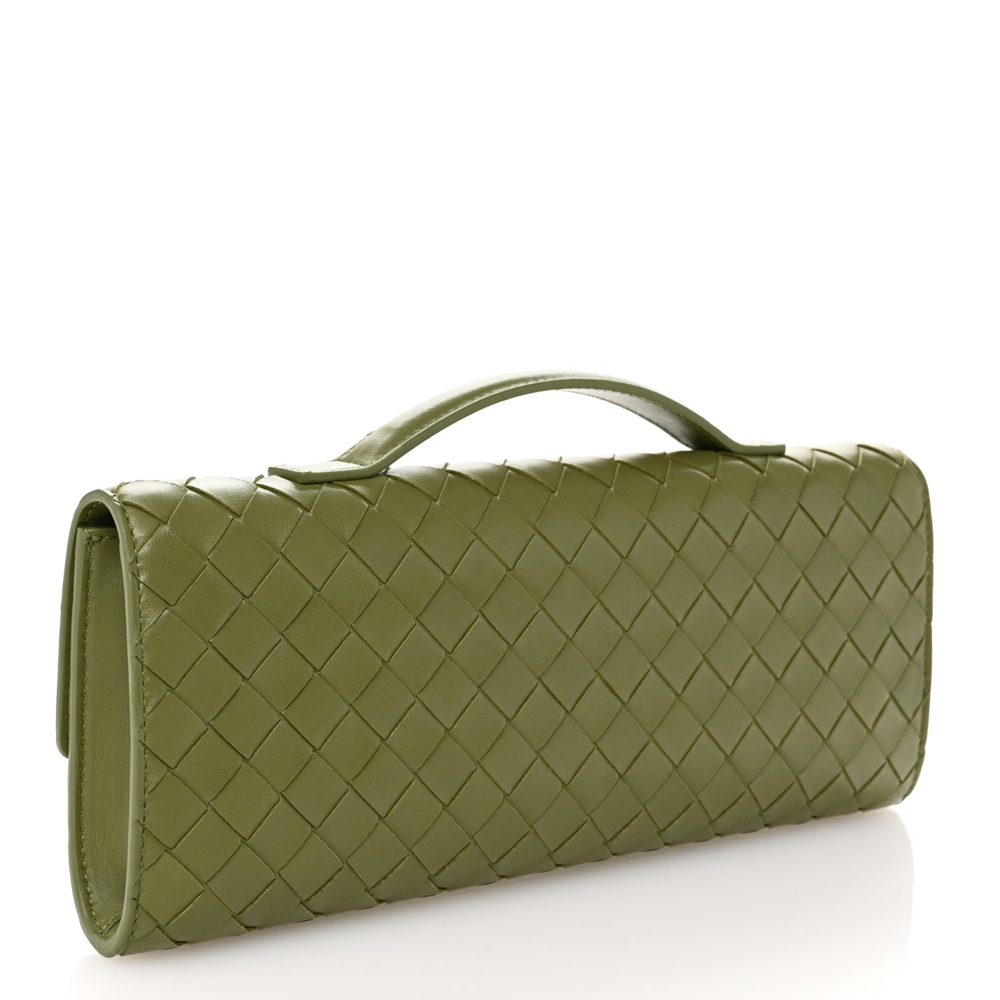 Nappa Intrecciato Long Andiamo Top Handle Clutch Matcha