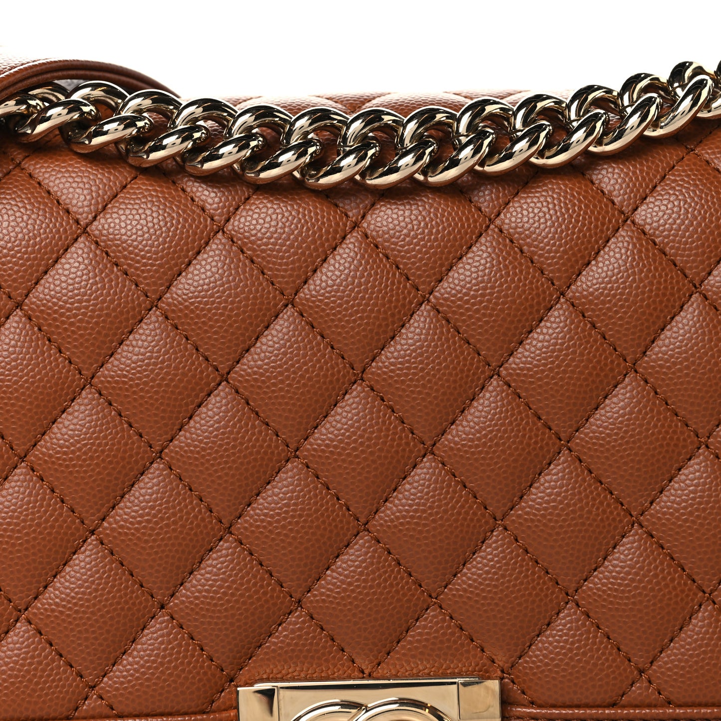 Caviar Quilted Medium Boy Flap Brown