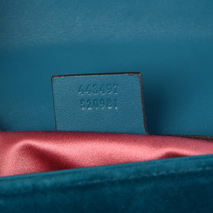 Gucci Velvet Matelasse Small GG Marmont Shoulder Bag Pavone Cyan 7 of 7