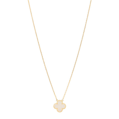 Van Cleef & Arpels 18K Yellow Gold Mother of Pearl Vintage Alhambra Pendant Necklace 1 of 5