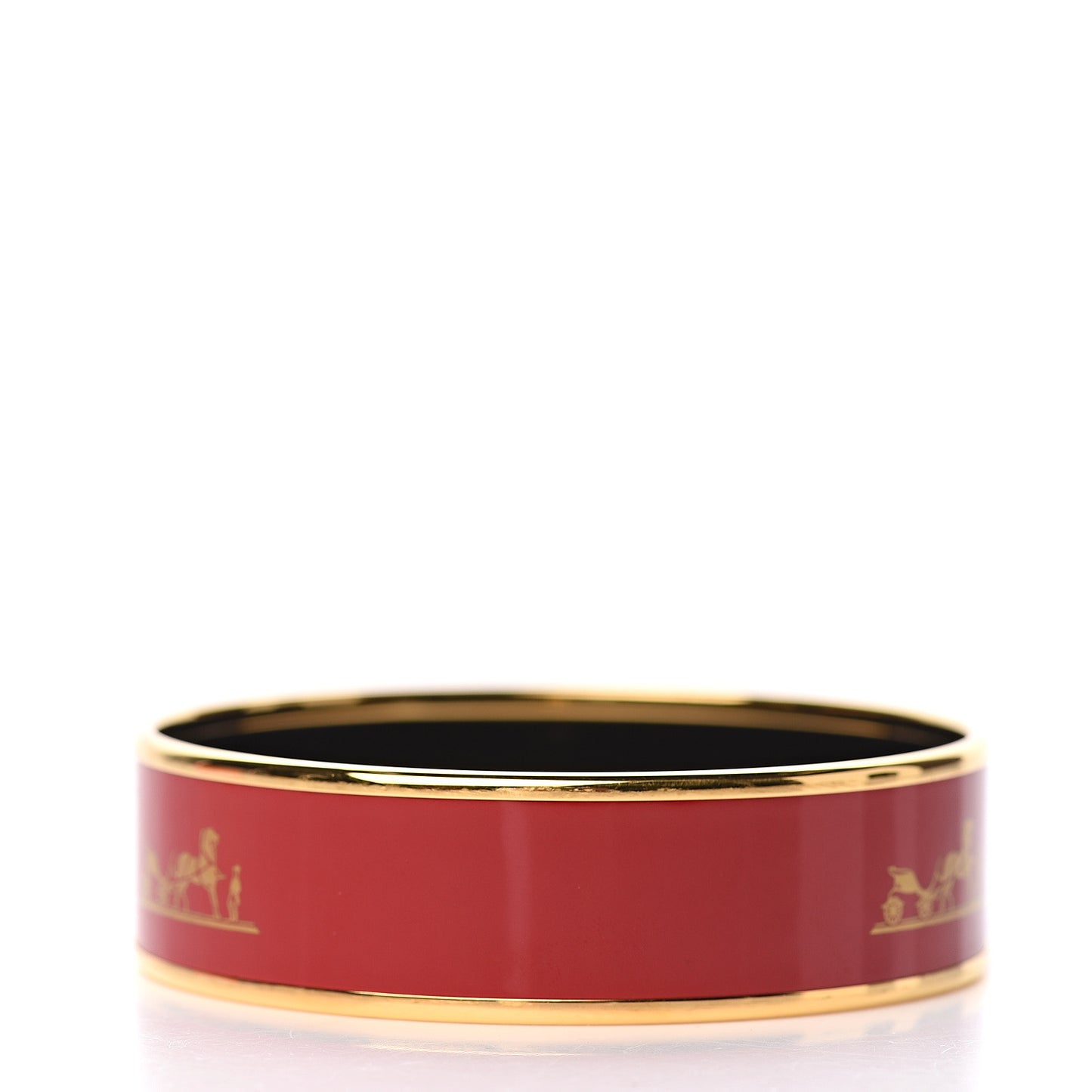 Enamel Printed Wide Caleche Bracelet 70 Rouge H